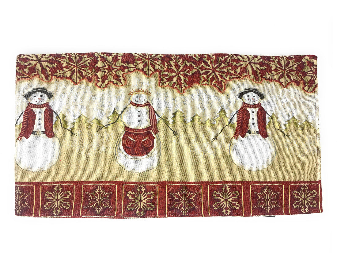 Tache Mr. & Mrs. Snowman Couple Woven Tapestry Table Runners (10323TR)