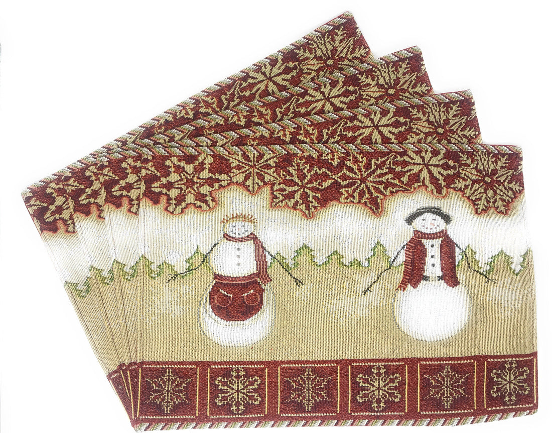 Taterbush Mr. & Mrs. Snowman Couple Woven Tapestry Placemat Set of 4 (10323PM)