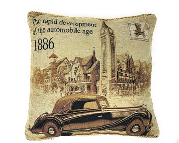 Tache Drive Benz into Town Big Ben London Postcard Vintage Throw Pillow Cover (16543)