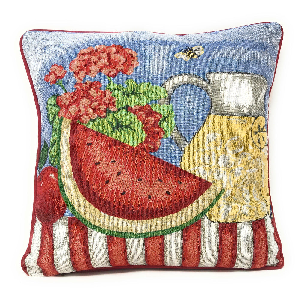 Tache Fruity Drinks Watermelon Lemonade Woven Tapestry Accent Throw Pillow Cover (13082CC)