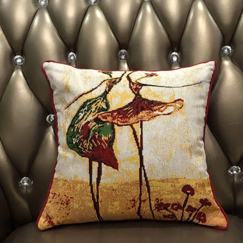Taterbush Abstract Ballerina Art Golden Beige Woven Tapestry Throw Pillow Cover (18110)