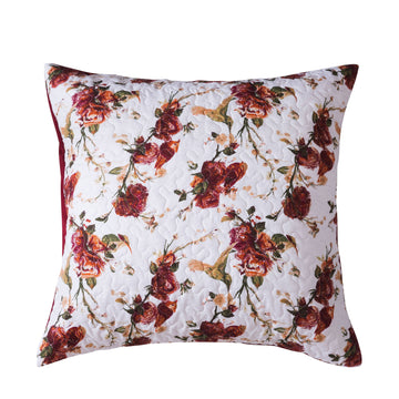 Taterbush Floral Hummingbirds Burgundy White Vintage Rose Garden Cushion Covers / Euro Sham (SD-7676)