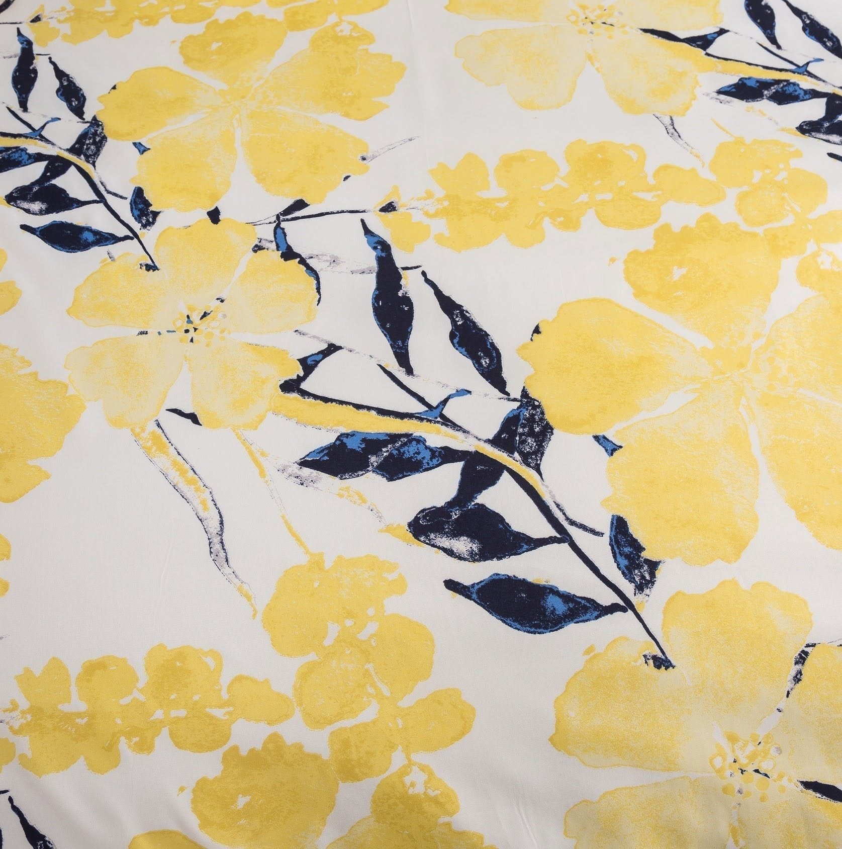 Taterbush Microfiber Watercolor Tropical Floral Yellow Blue Fitted Sheet / Flat Sheet (JHW-841)