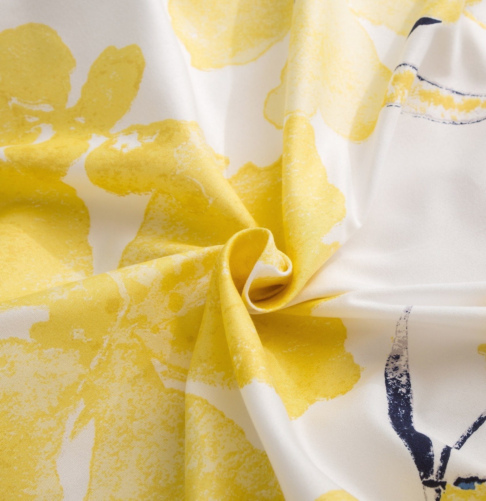 Taterbush Microfiber Watercolor Tropical Floral Yellow Blue Fitted Sheet / Flat Sheet (JHW-841)