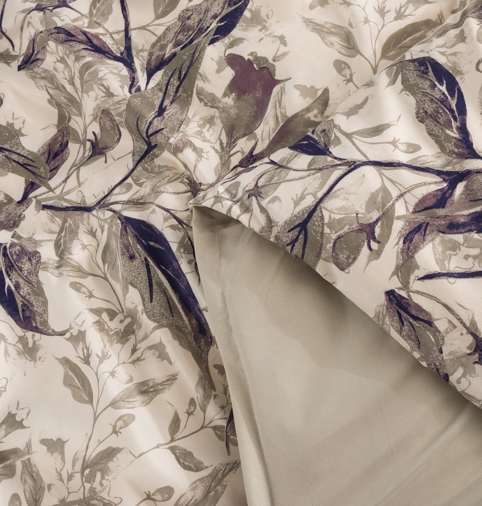 Tache Microfiber Abstract Wispy Leaf Taupe Grey Duvet Cover (JHW-843)