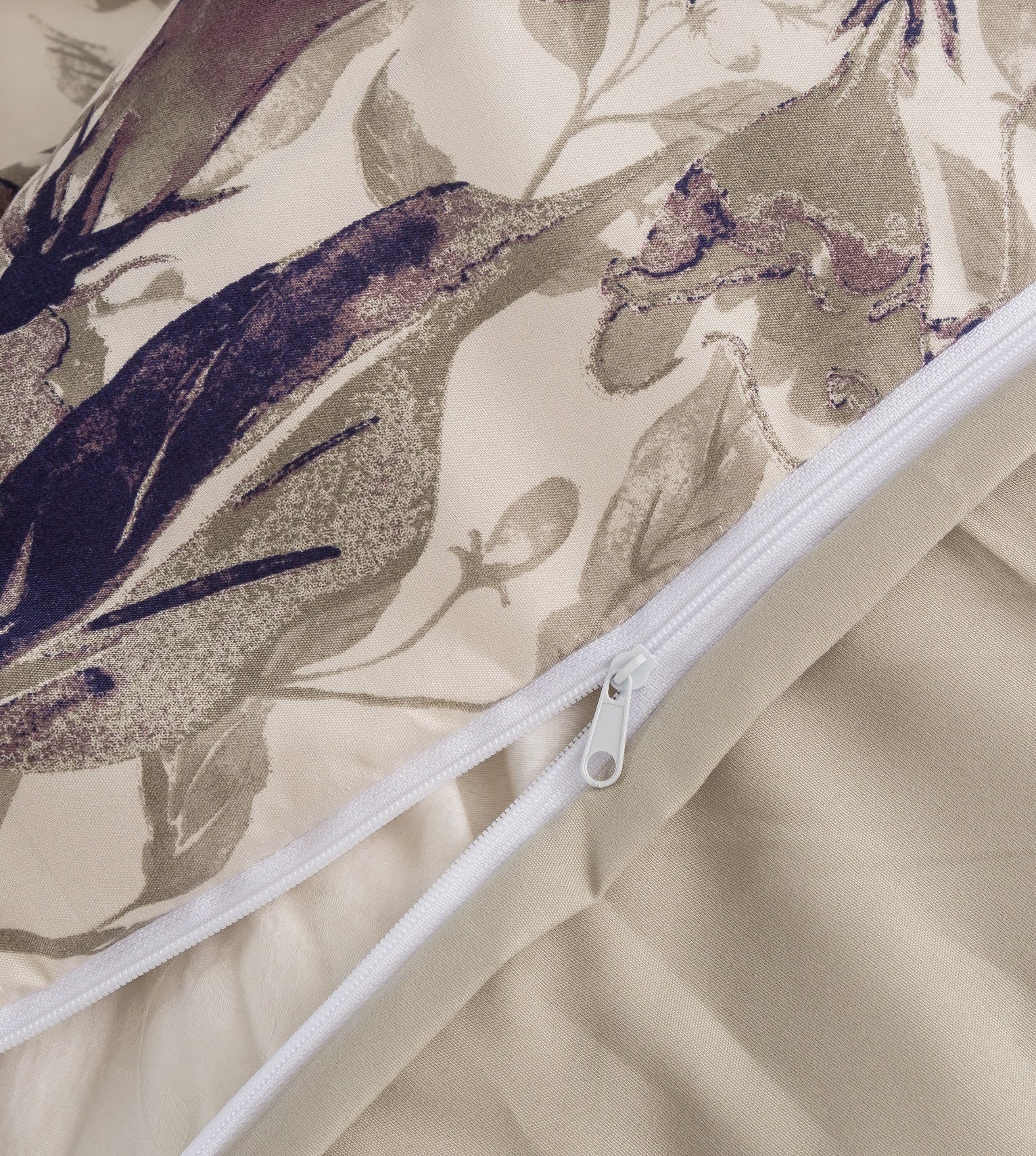 Tache Microfiber Abstract Wispy Leaf Taupe Grey Duvet Cover (JHW-843)