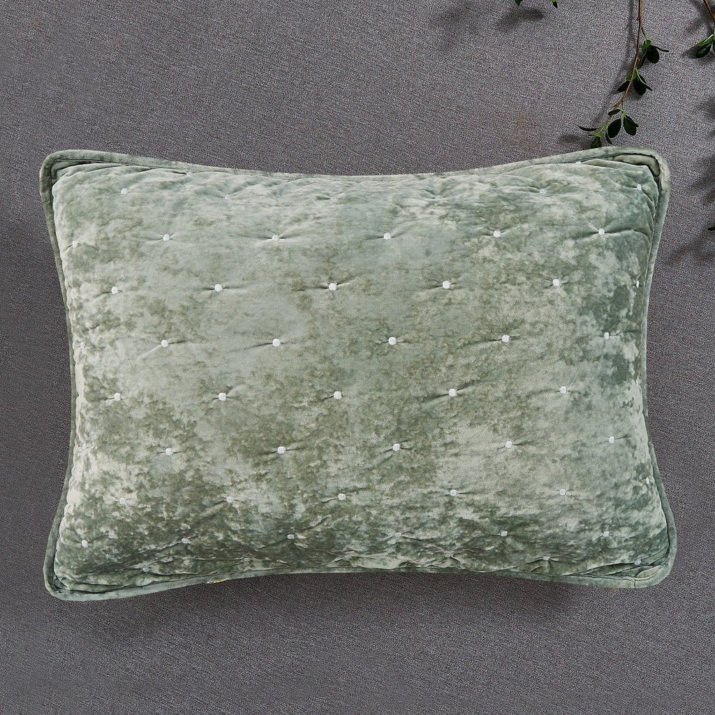 Tache Velvet Dreams Light Green Plush Diamond Tufted Pillow Sham (JHW-853G)