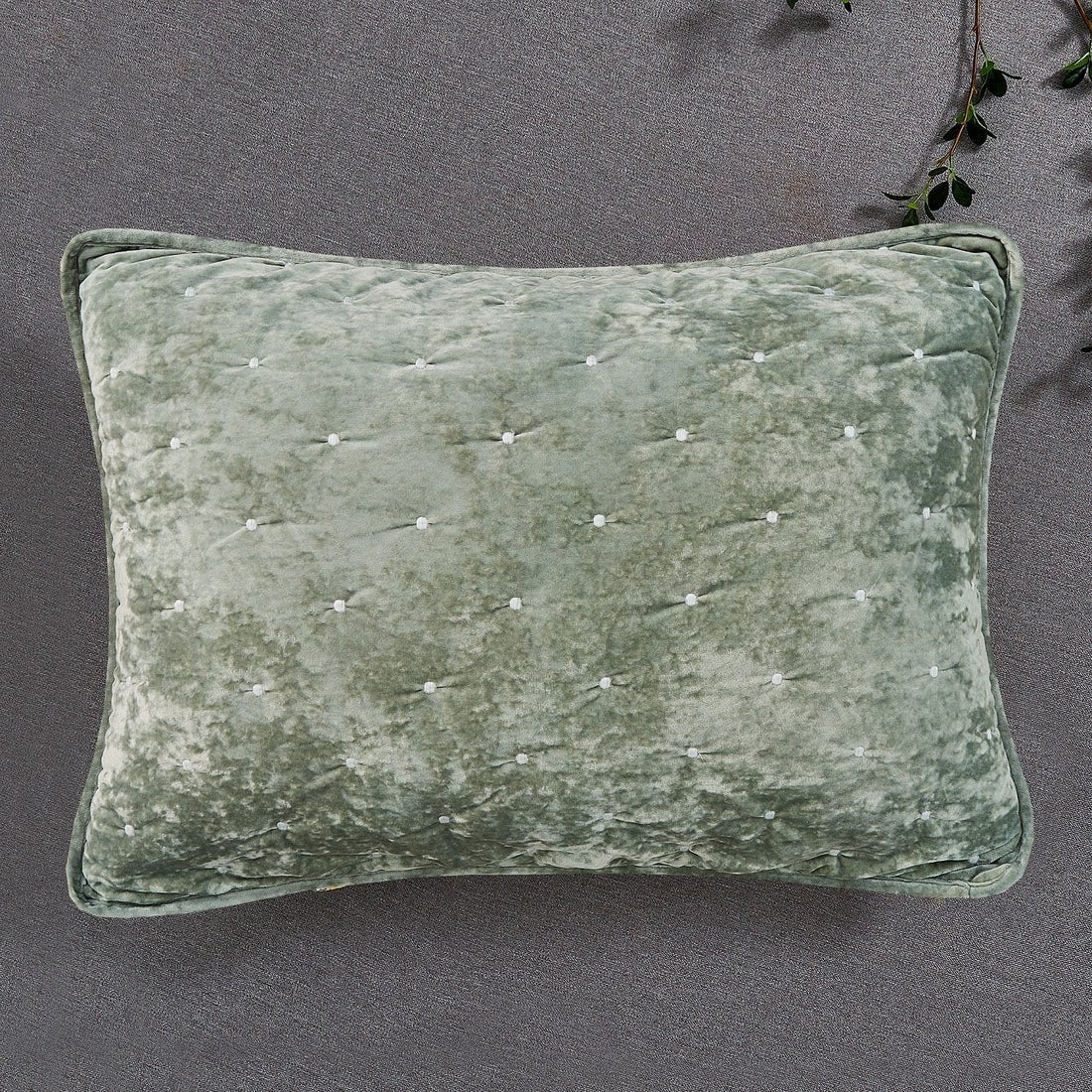 Taterbush Velvet Dreams Light Green Plush Diamond Tufted Pillow Sham (JHW-853G)