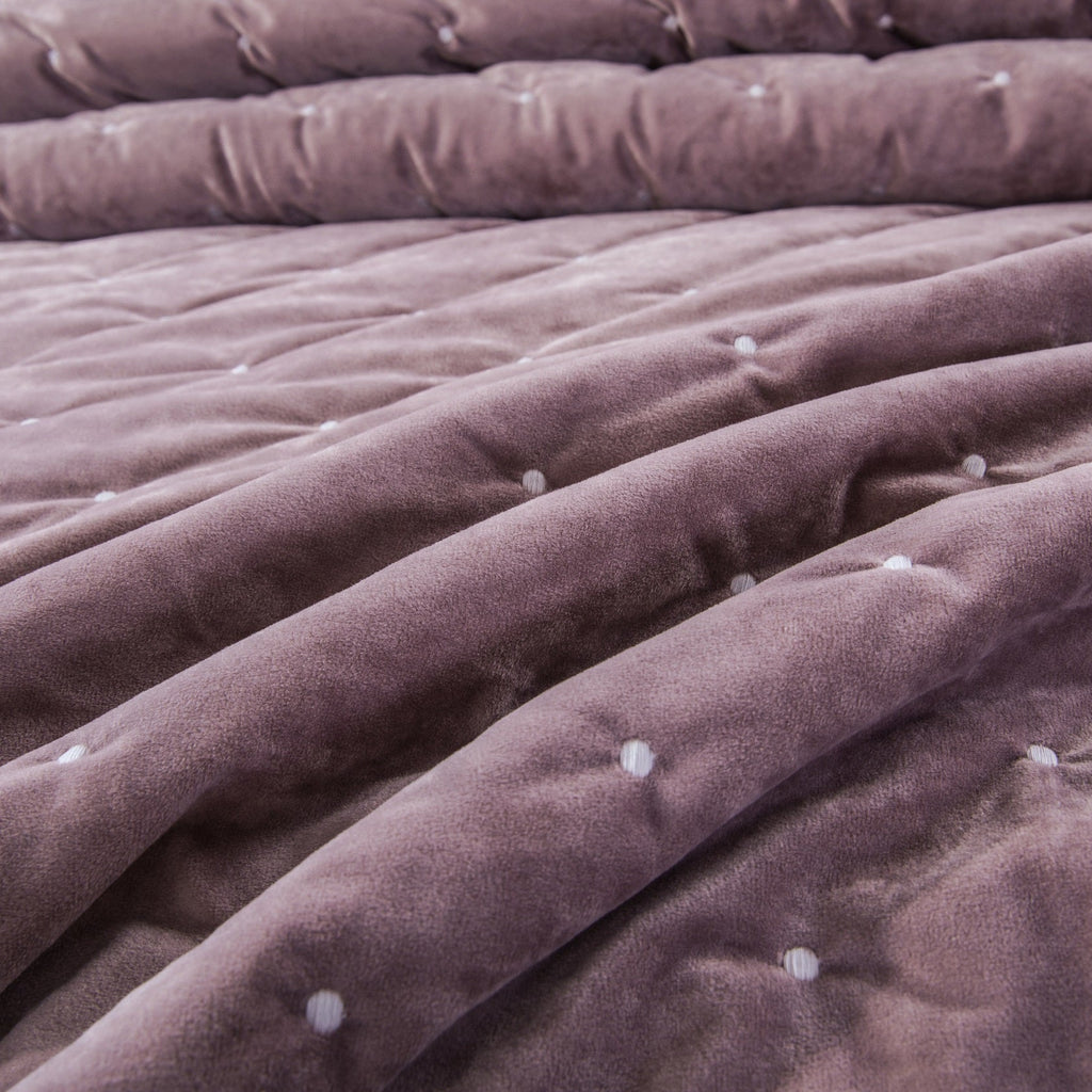Tache Plush Dreams Purple Mauve Tufted Velvet Quilt Set (JHW-853P)