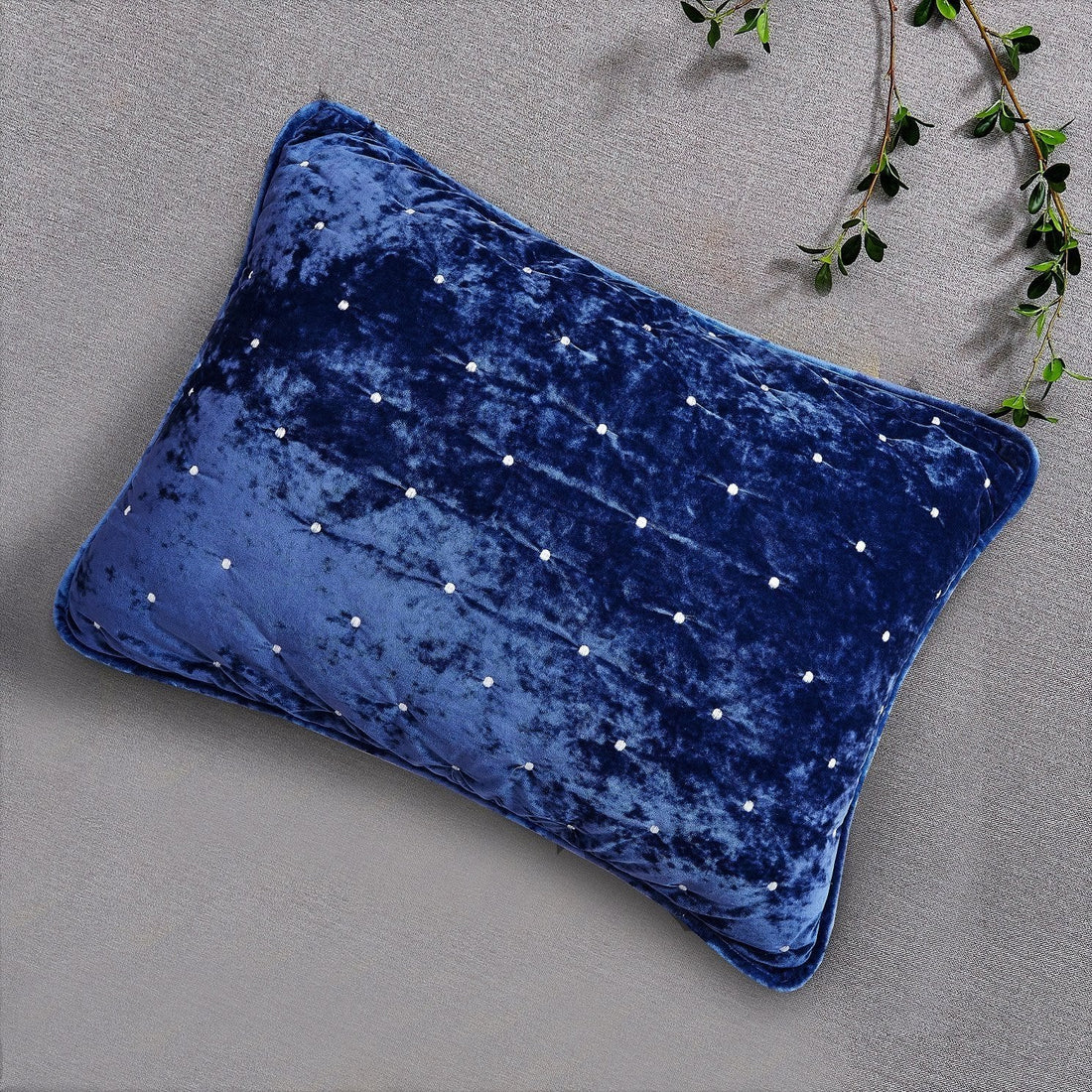 Taterbush Velvet Dreams Dark Blue Plush Diamond Tufted Pillow Sham (JHW-853DB)
