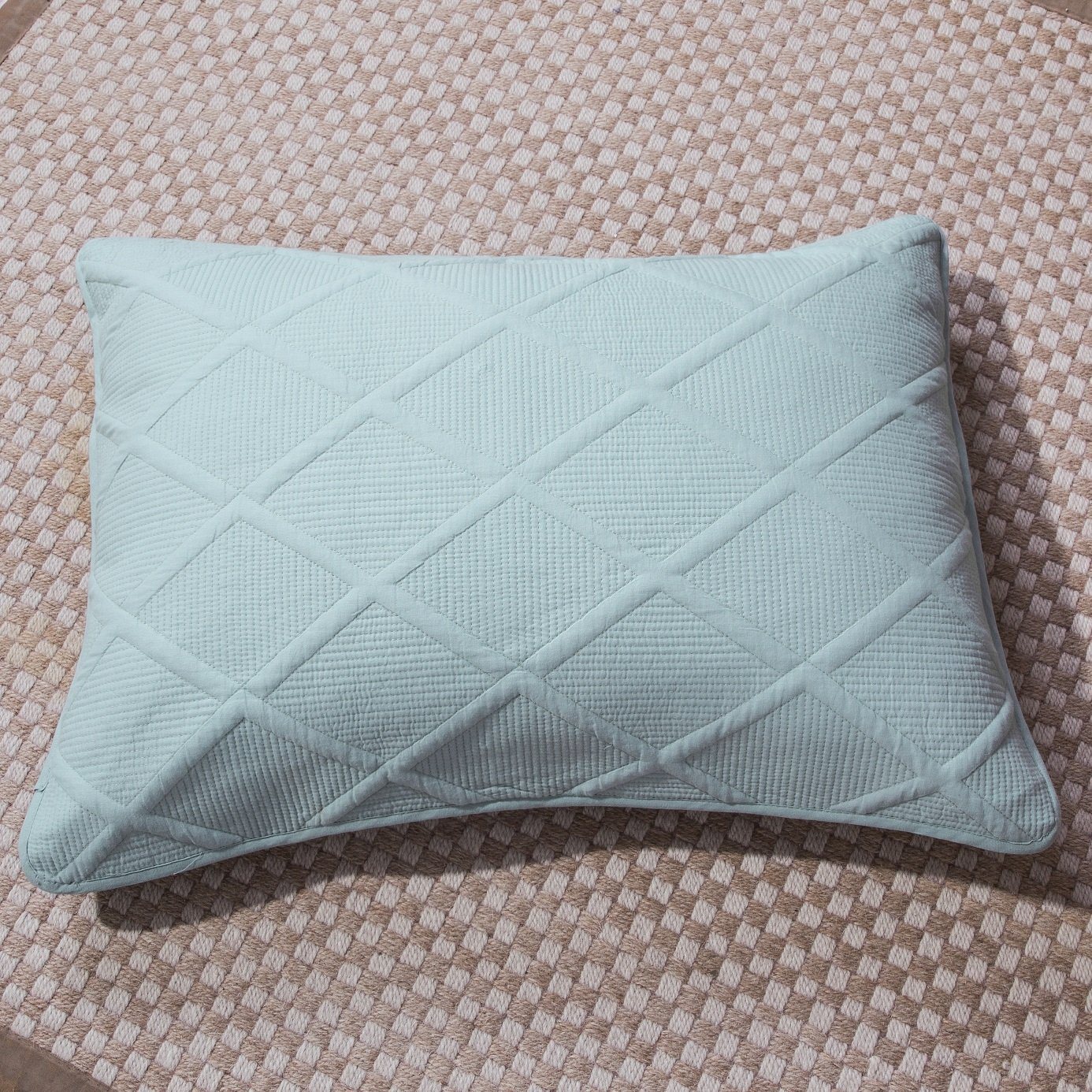 Tache Cotton Seafoam Blue Soothing Pastel Diamond Pillow Sham (JHW-856)