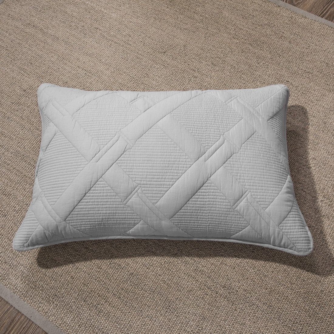 Taterbush Cotton Light Grey Silver Soothing Pastel Diamond Pillow Sham (JHW-862)
