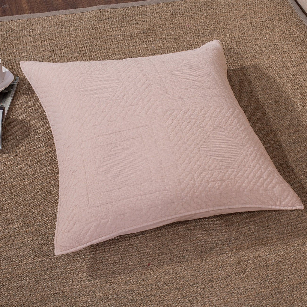 Tache Cotton Stone Washed Soothing Pastel Rustic Blush Pink Cushion Covers / Euro Sham (JHW-863)