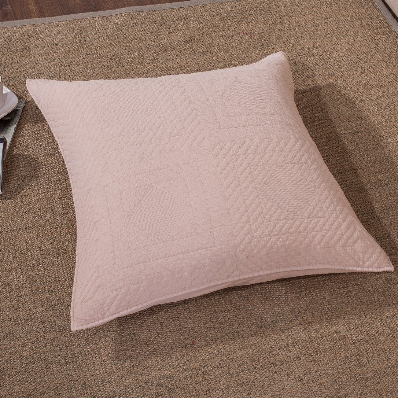 Tache Cotton Stone Washed Soothing Pastel Rustic Blush Pink Cushion Covers / Euro Sham (JHW-863)