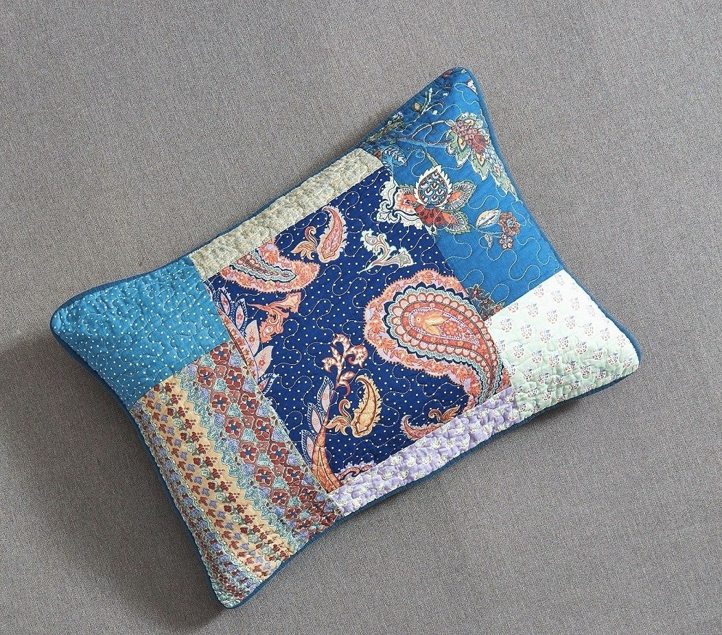 Taterbush Cotton Patchwork Paisley Bohemian Night Flower Pillow Sham (JHW-882)