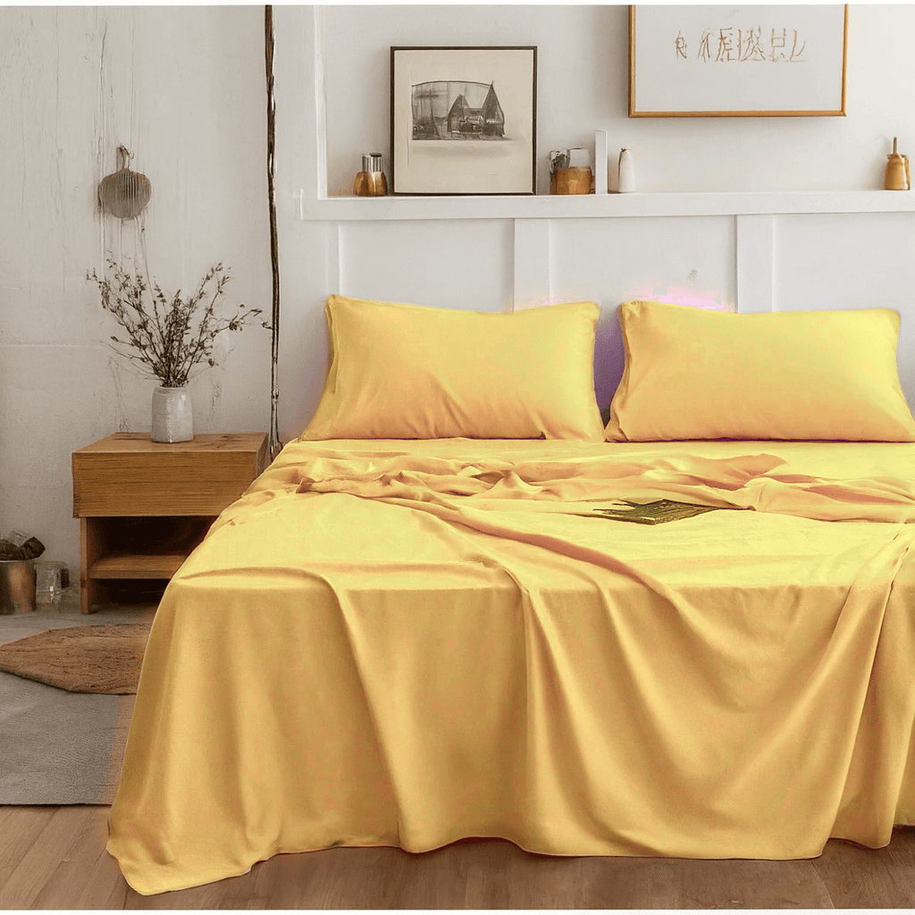 Tache Microfiber Sunny Yellow Bed Sheet Set (404-YS-BSS)
