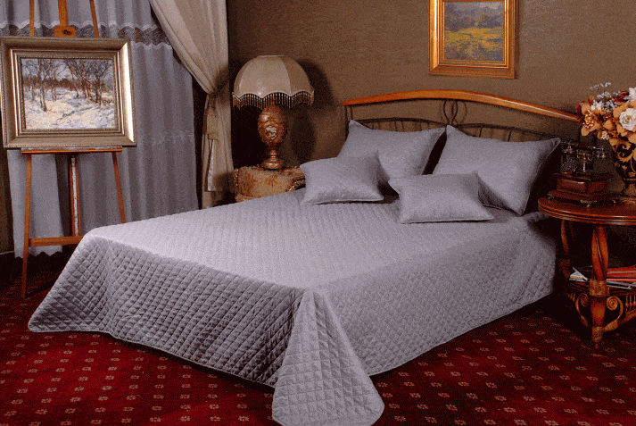 Tache Solid Light Gray Silver Diamond Stitch Bubble Quilted Bedspread Set (DXJ109038-2)