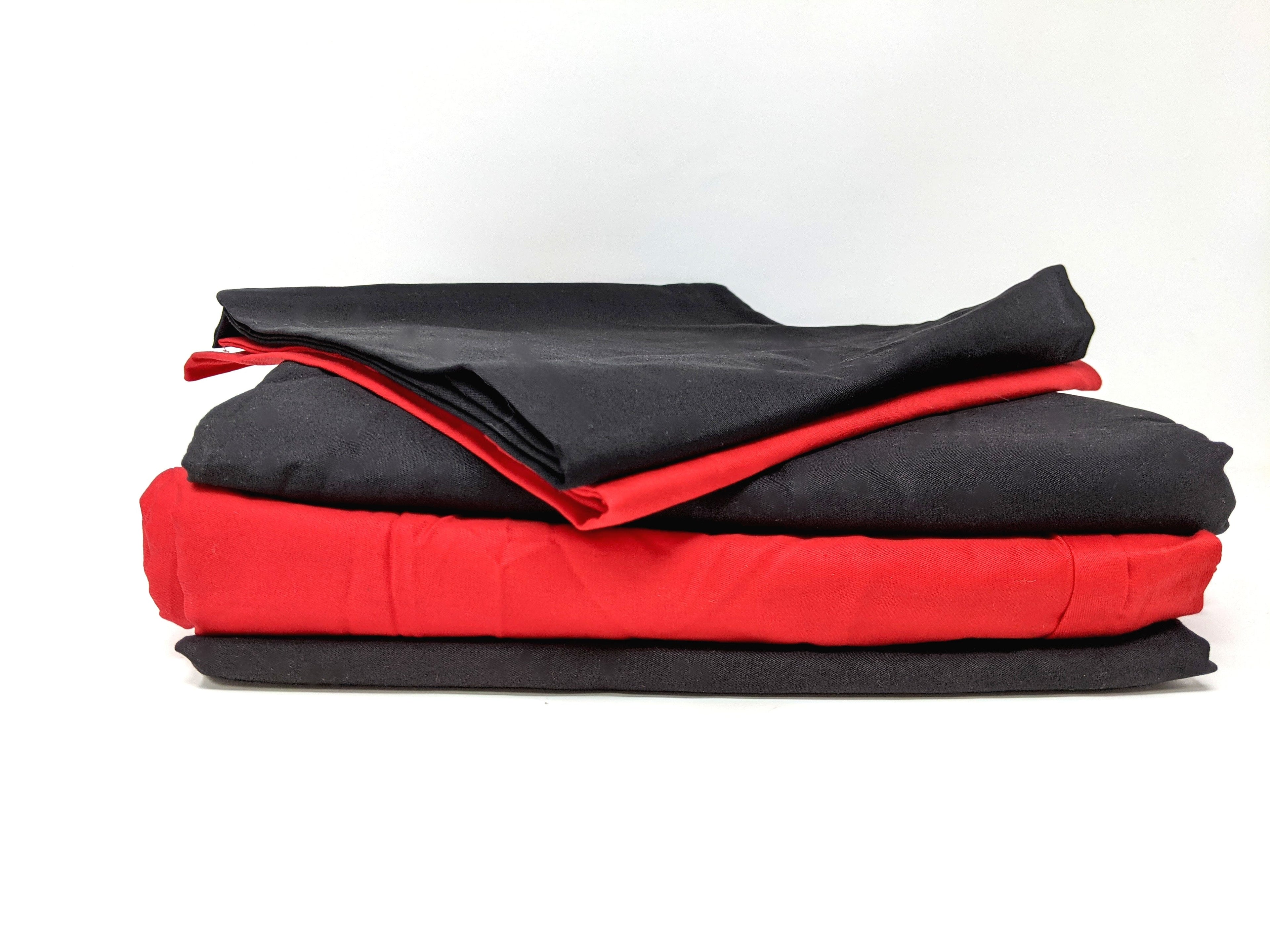 Tache Cotton Vibrant Red and Black Bed sheet set (BS4PC-BR)