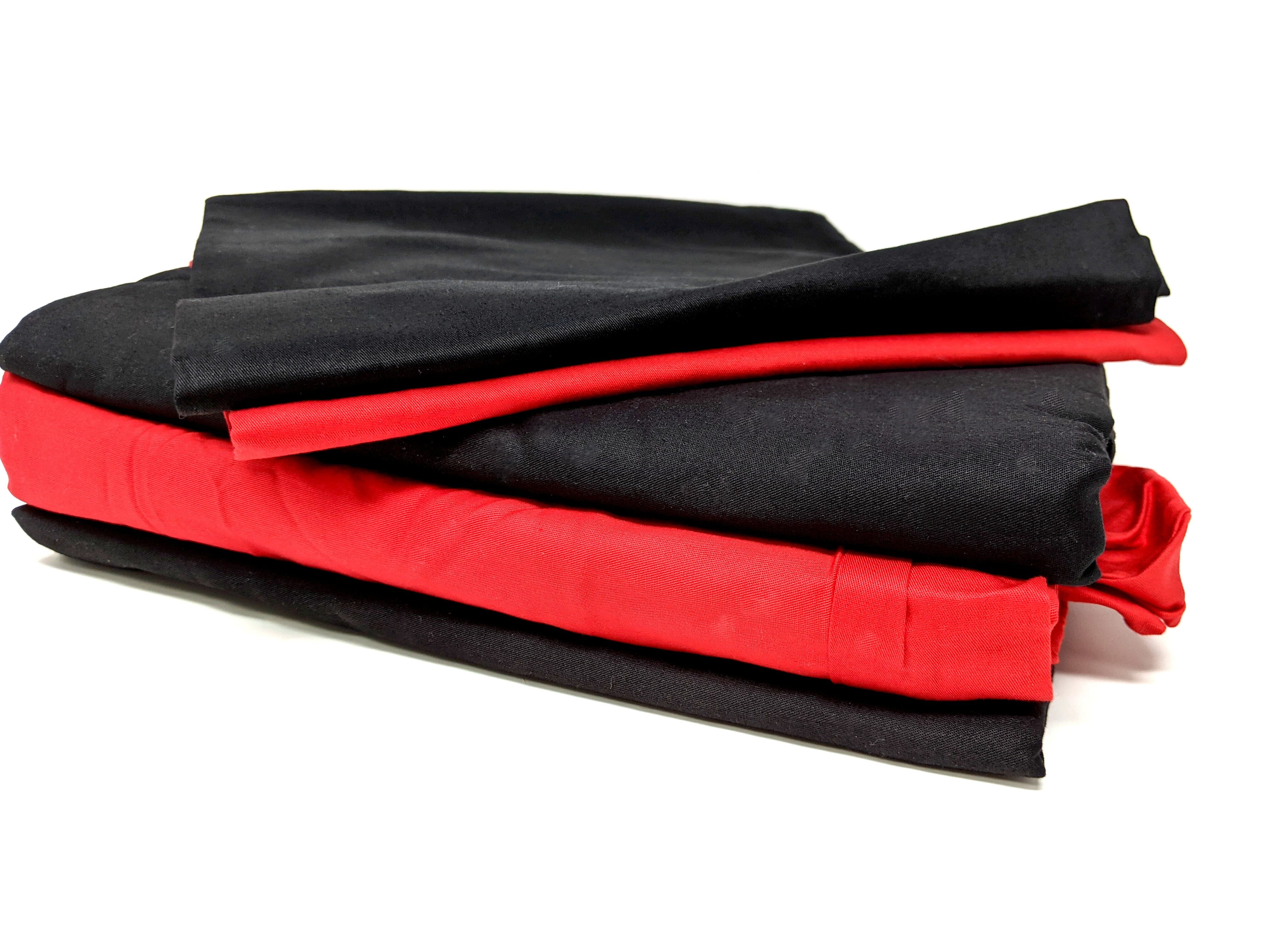 Tache Cotton Vibrant Red and Black Bed sheet set (BS4PC-BR)