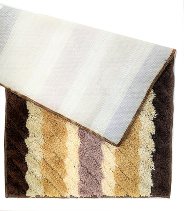Tache 20x32 Inch Striped Brown and Beige Bathroom Rugs (TARBS2032)