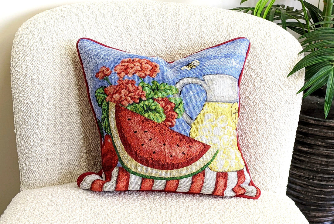 Taterbush Fruity Drinks Watermelon Lemonade Woven Tapestry Accent Throw Pillow Cover (13082CC)