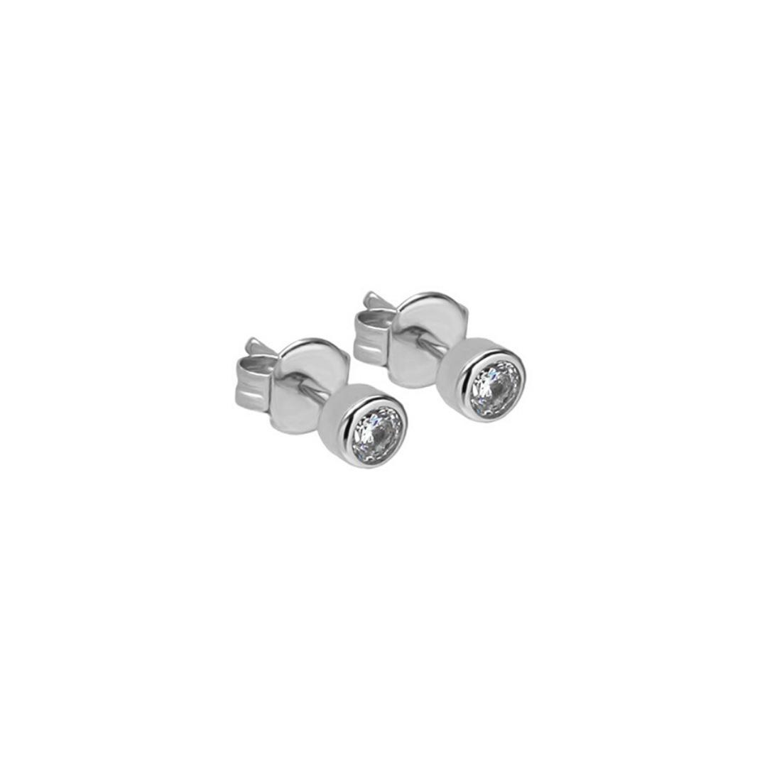 Solitaire Stud Silver Earrings