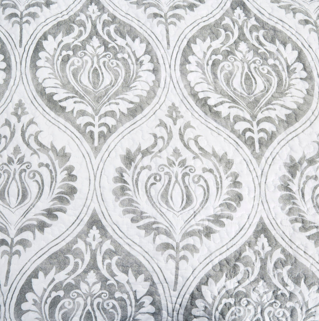 Tache Dreamy Moon Sky Ogee Damask Heather Gray White Quilt Set (TB300)