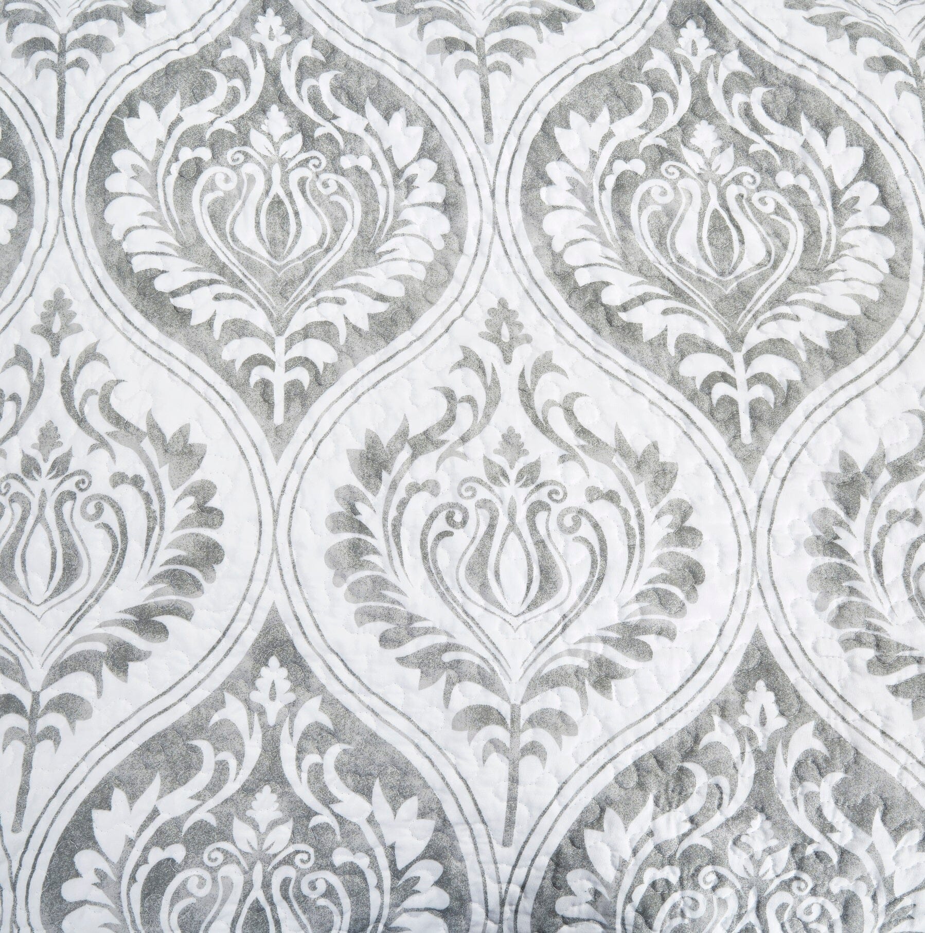 Tache Dreamy Moon Sky Ogee Damask Heather Gray White Quilt Set (TB300)