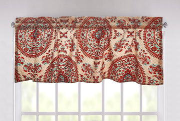 Tache Bohemian Desert Medallion Boteh Paisley Taupe Window Valance (TJ3502)