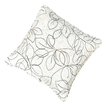 Tache Modern Abstract Leaf Line Art Foliage White Grey Black Gold Cushion Covers / Euro Sham (TJ3571)