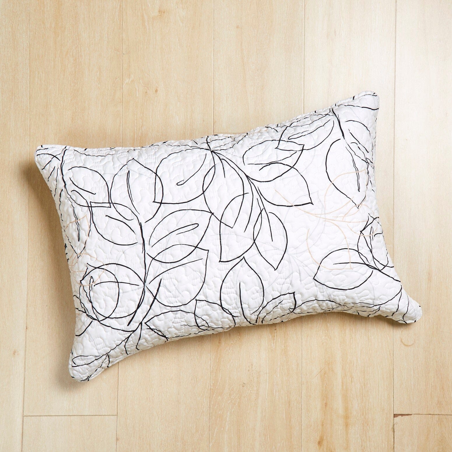 Tache Modern Abstract Leaf Line Art Foliage White Grey Black Gold Pillow Shams (TJ3571)