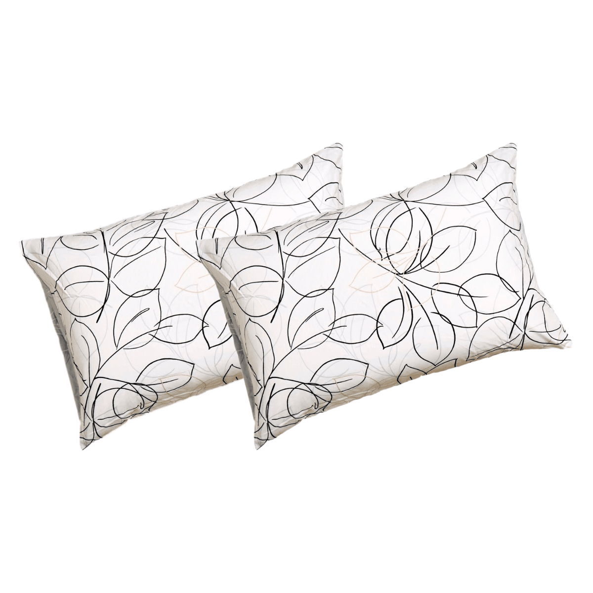Tache Modern Abstract Leaf Line Art Foliage White Grey Black Gold Pillowcases (TJ3571)
