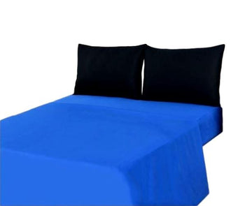 Tache Cotton Deep Blue and Black Bed Sheet set (BS4PC-BB)
