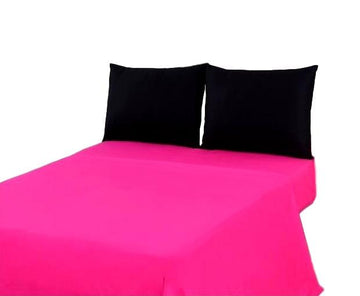 Tache Cotton Hot Pink and Black Bed Sheet Set (BS4PC-BP)