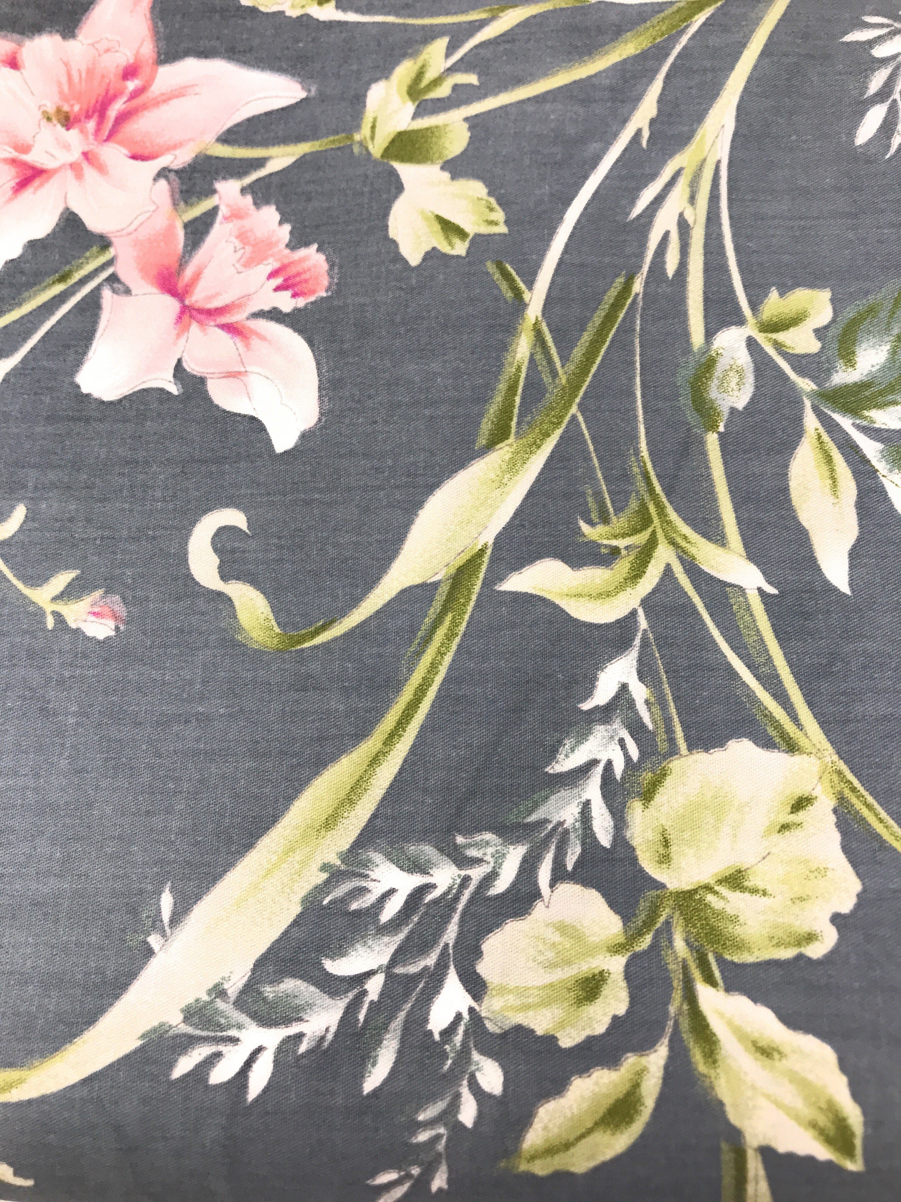 Tache Cotton Cherry Blossom Grey Floral Flat Sheet (2162FLT)