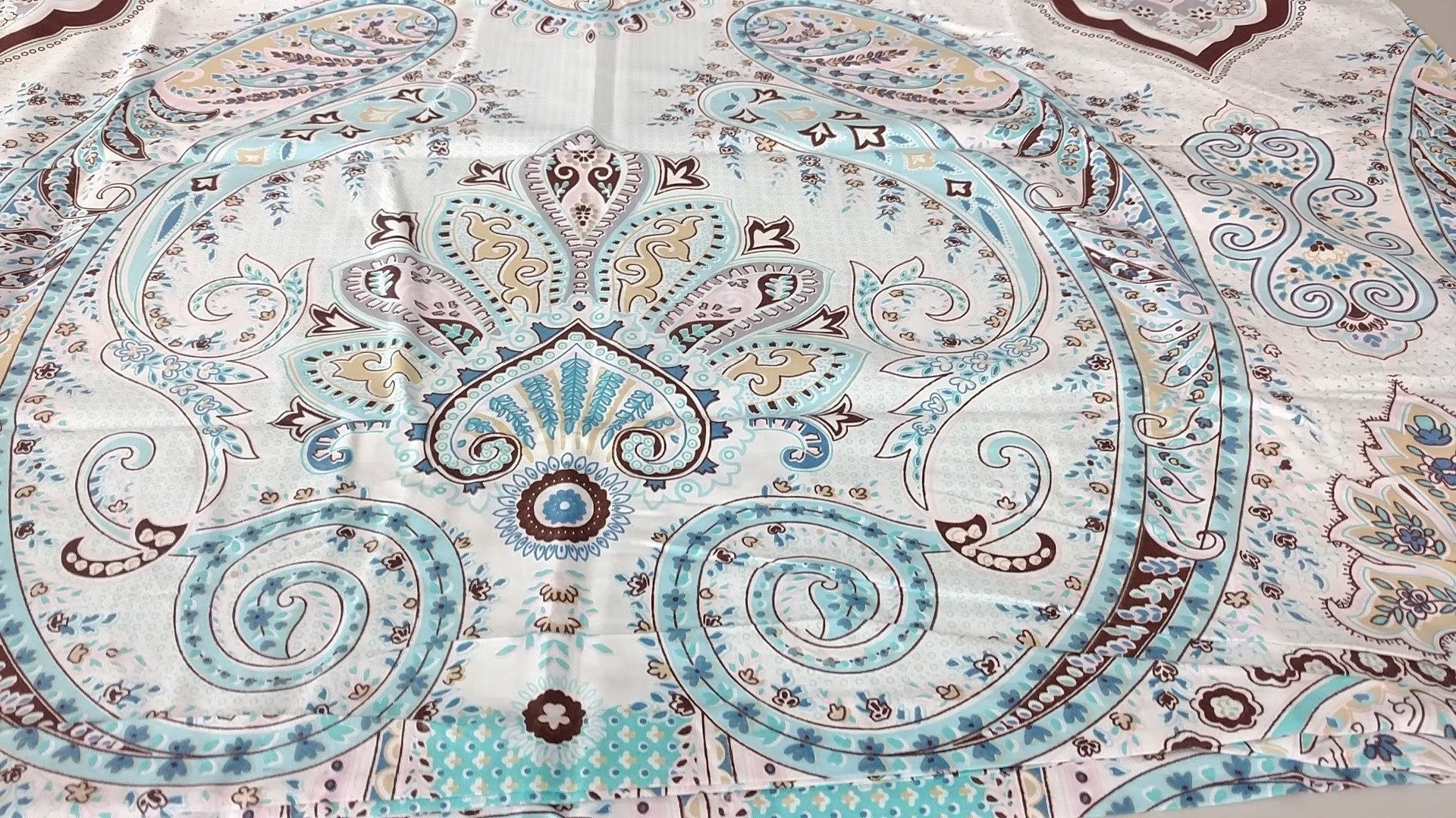 Tache Cotton Frozen Forest Blue Paisley Flat Sheet (2172FLT)