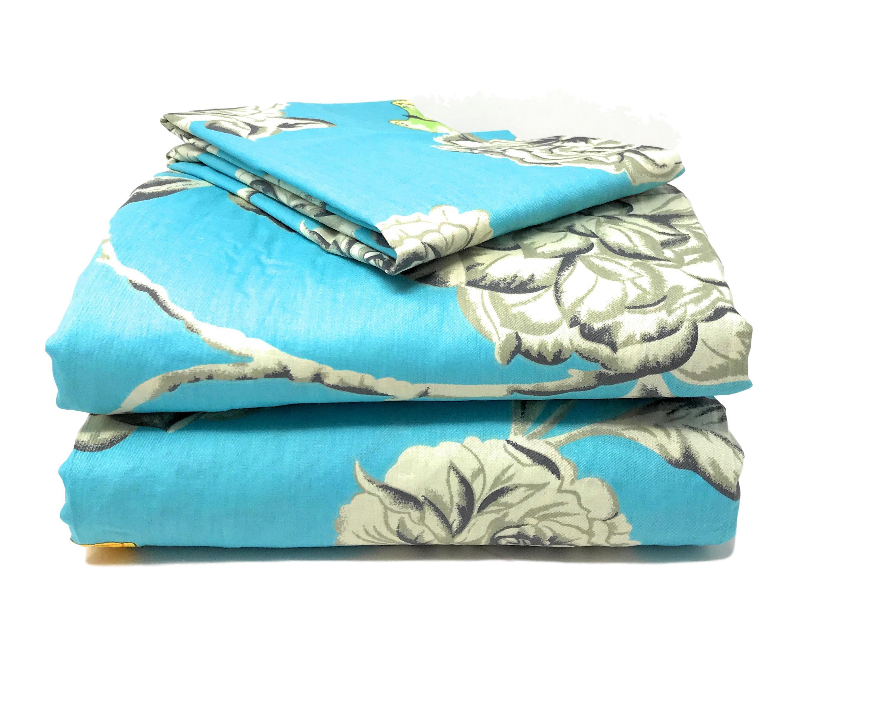 Tache Cotton Butterfly Wonderland Aqua Floral Flat Sheet (2142FLT)