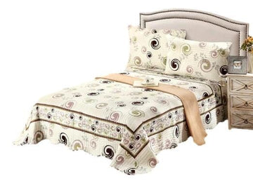 Tache Summer Storm Geometric Swirl Ivory White Scalloped Cotton Quilt Set (DSW019)