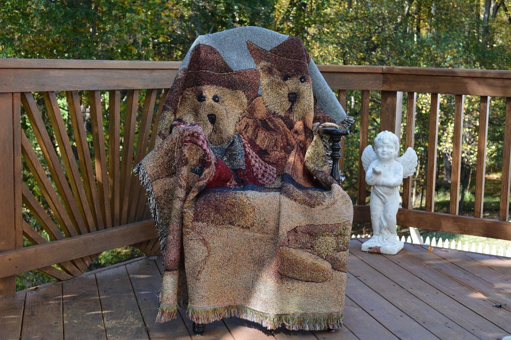 Tache Teddy Bear Western Cowboy Tapestry Throw with Fringe (2173)