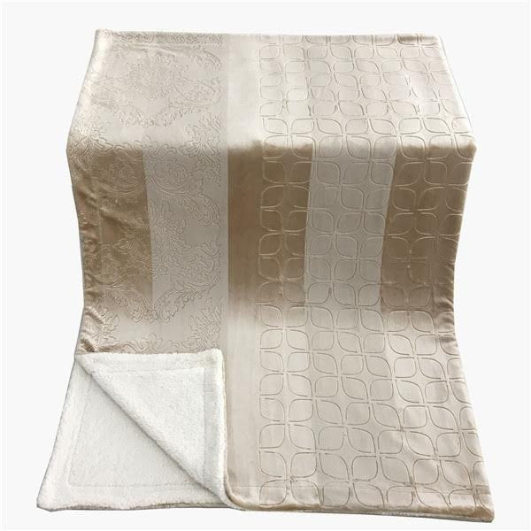 Taterbush Embossed Bubbly Champagne Beige Sherpa Throw Blanket (TA62088)