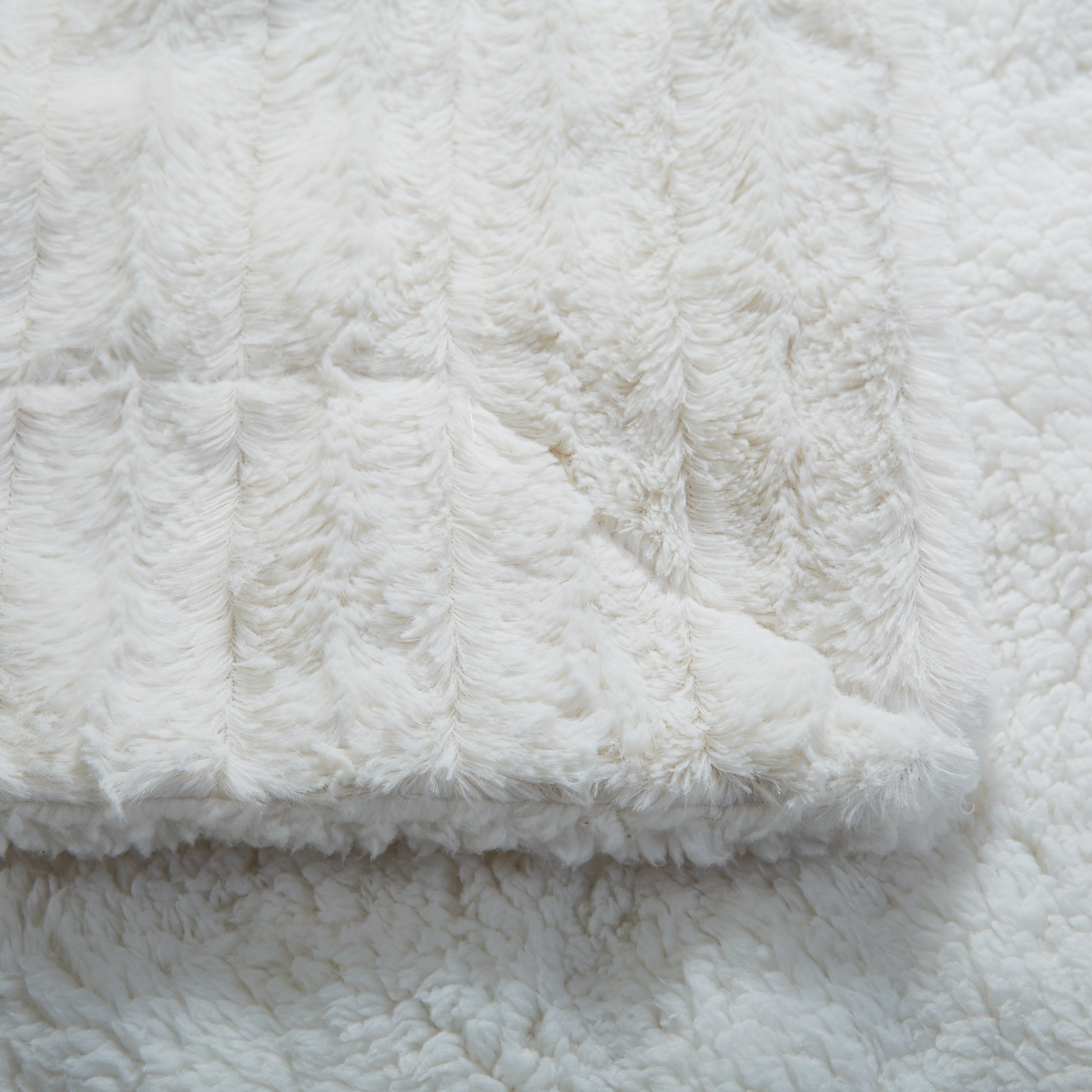 Tache White Ivory Polar Faux Fur with Sherpa Throw Blanket
