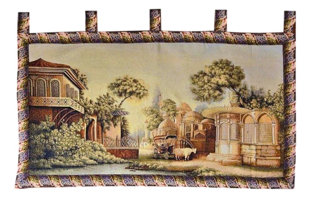 Tache Tapestry Middle Eastern Golden Palace Landscape Wall Hanging Art Mural 27 x 49 (351)