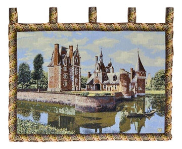 Tache Chateau du Moulin Tapestry Victorian Summertime Manor Landscape Woven Wall Hanging (3562HL2)