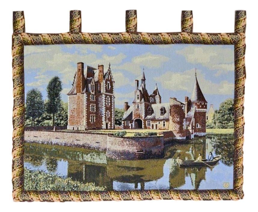 Tache Chateau du Moulin Tapestry Victorian Summertime Manor Landscape Woven Wall Hanging (3562HL2)