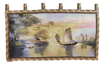 Tache 28 x 55 Exotic Ships on The Horizon Coastal Tapestry Wall Hanging (WH-DB15152)