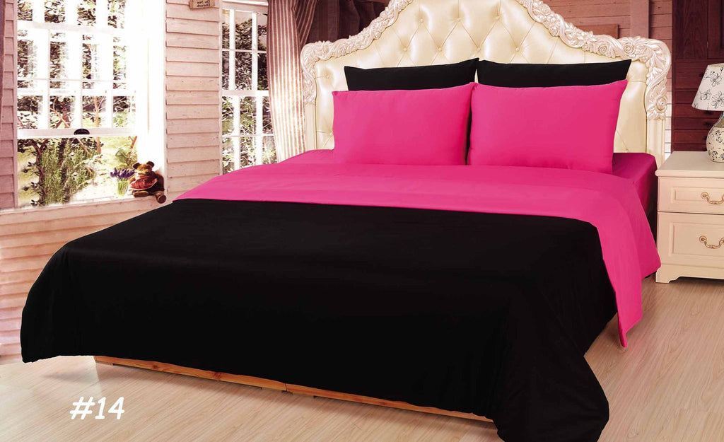Tache Cotton Hot Pink Black Reversible Comforter Set With Zipper Cover