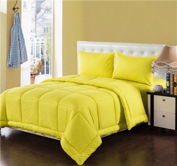 Tache Cotton Baffle Box Stitched Sunny Yellow Comforter Set