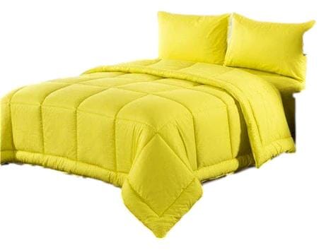 Taterbush Cotton Baffle Box Stitched Sunny Yellow Comforter Set