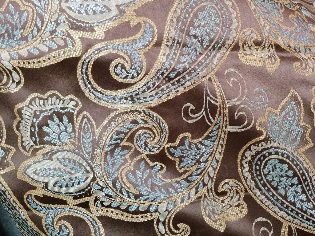 Tache Chenille Elegant Paisley Floral Striped Brown Blue Eastern Comforter Set With Zipper Cover (14070)