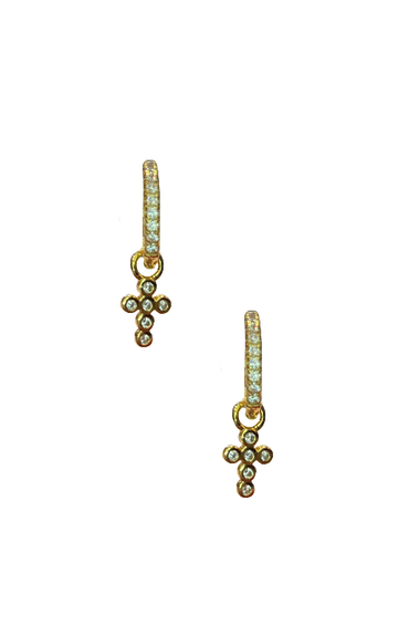 CZ Cross Huggie Hoops